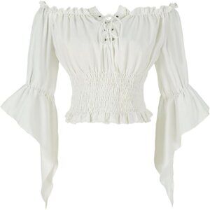 Women's Renaissance Peasant Blouse Off Shoulder Trumpet Sleeve Tops